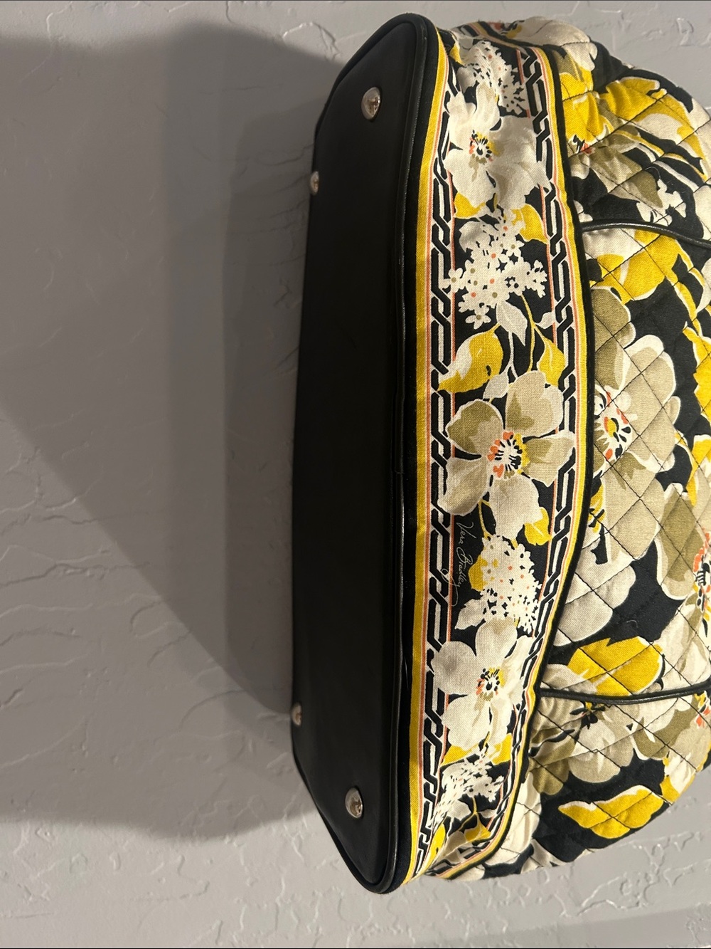 Vera Wang Quilted Floral Shoulder Bag - Yellow, Black & Cream - Picture 2 of 4